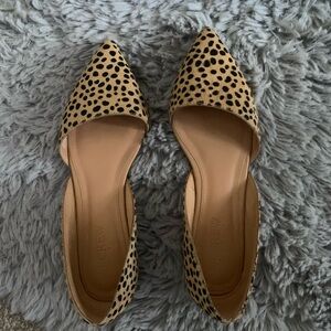 J. Crew Leopard Print Pointed D'Orsay Flats in Tan and Black